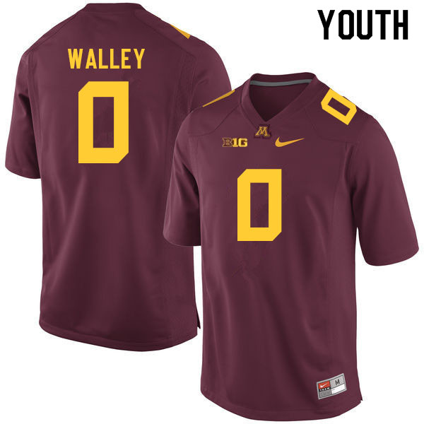 Youth #0 Justin Walley Minnesota Golden Gophers College Football Jerseys Sale-Maroon - Click Image to Close